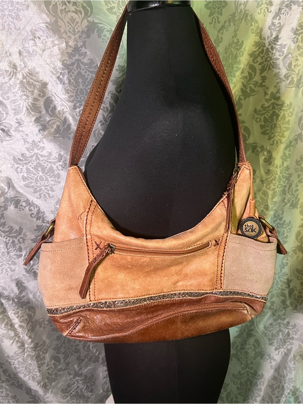 The Sak Two-Tone Tan & Brown Kendra Leather Hobo Shoulder Bag - Picture 1 of 9
